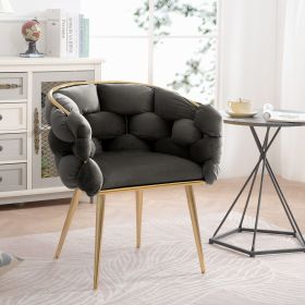 Luxury modern simple leisure velvet single sofa chair bedroom lazy person household dresser stool manicure table back chair black