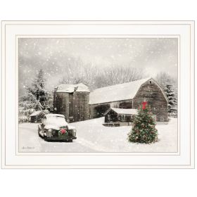 Trendy Decor 4U "Farmhouse Christmas" Framed Wall Art, Modern Home Decor Framed Print for Living Room, Bedroom & Farmhouse Wall Decoration by Lori Dei