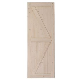 30 in. x 84 in. Unfinished Sliding Barn Door with 5.5FT Barn Door Hardware Kit & Handle ; K Frame; Solid Spruce Wood; Requires Simple DIY Assembly