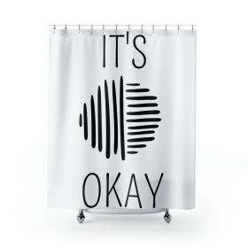 Home Decor, Fabric Shower Curtain - Waterproof, Say It Soul, Its Okay, Black Line Art Positive Affirmation