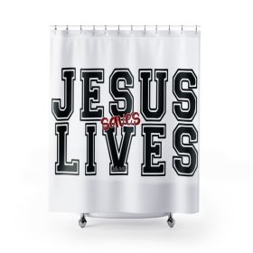 Home Decor, Fabric Shower Curtain - Waterproof, Jesus Saves Lives, Christian Inspiration