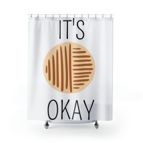 Home Decor, Fabric Shower Curtain - Waterproof, Say It Soul, Its Okay, Black And Brown Line Art Positive Affirmation