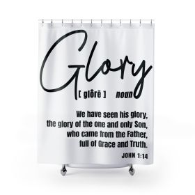 Home Decor Fabric Shower Curtain - Waterproof Glory Christian Inspiration Black