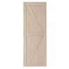 30 in. x 84 in. Unfinished Sliding Barn Door with 5.5FT Barn Door Hardware Kit & Handle ; K Frame; Solid Spruce Wood; Requires Simple DIY Assembly