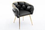 Luxury modern simple leisure velvet single sofa chair bedroom lazy person household dresser stool manicure table back chair black