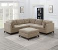 Modular Living Room Furniture Armless Chair Camel Chenille Fabric 1pc Cushion Armless Chair Couch Exposed Wooden base