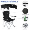 YSSOA Canopy Lounge Chair with Sunshade for Camping, Hiking, Travel, and Other Outdoor Events, with Cup Holder, 21.6" x 21.6" x 36", Black, 1-Pack