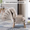 Soft Comfortable 1pc Accent Click Clack Chair with Ottoman Beige Fabric Upholstered Oak Finish Legs Living Room Furniture