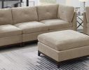 Modular Living Room Furniture Armless Chair Camel Chenille Fabric 1pc Cushion Armless Chair Couch Exposed Wooden base