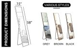 3rd generation Grey Solid Wood Frame Full-length Mirror, Dressing Mirror, Bedroom Home Porch, Decorative Mirror, Clothing Store, Floor Mounted Large M