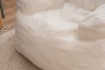 Soft Tufted Foam Bean Bag Chair With Teddy Fabric Ivory White