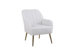 Modern Soft White Teddy fabric Ivory Ergonomics Accent Chair Living Room Chair Bedroom Chair Home Chair With Gold Legs And Adjustable Legs For Indoor