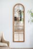 24x79" Half-Round Elongated Mirror with Decorative Window Look Classic Architecture Style Solid Fir Wood Interior Decor