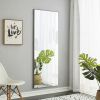 3rd generation Grey Solid Wood Frame Full-length Mirror, Dressing Mirror, Bedroom Home Porch, Decorative Mirror, Clothing Store, Floor Mounted Large M