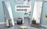 3rd generation Grey Solid Wood Frame Full-length Mirror, Dressing Mirror, Bedroom Home Porch, Decorative Mirror, Clothing Store, Floor Mounted Large M