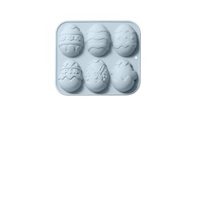 6-piece Silicone Mold For Different Easter Eggs Chocolate Mold (Color: Blue)