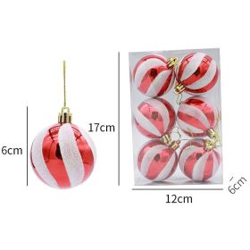 6cm Painted Christmas Ball Decorations Arrangement Props (Option: Red And White Spiral Stripes-Painted 6cm6 Pack)