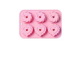 6-piece Love Spiral Cake Mold Donut (Color: Pink)