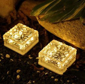 Solar Ice Cube Buried Lights Landscape Path Decoration (Option: Warm White-Large)