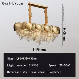 Stainless Steel Living Room Ceiling Crystal Chandelier (Option: Gold-950x320x350mm)