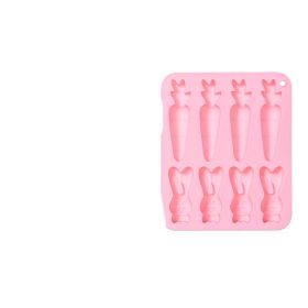 8-piece Carrot Rabbit Shape Silicone Baking Mold (Color: Pink)