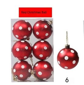 6cm Painted Christmas Ball Decorations Arrangement Props (Option: Red And White Dots-Painted 6cm6 Pack)