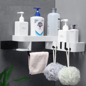 Wall Punch-free Corner Bathroom Kitchen Storage Rack (Option: White And Black)