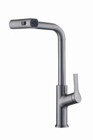 Copper Hot And Cold Pull-out Kitchen Shower Faucet (Option: Gun Graycopper Flat Tee)