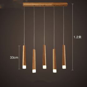 Nordic Solid Wood Matchstick Wooden Strip Pendant Light Post Modern Simplicity (Option: Ash wood 5heads-warm light)