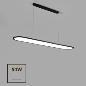 Modern Simple Creative Strip Bar Led Office Lighting Restaurant Chandelier (Option: Black plus size-Tricolor)