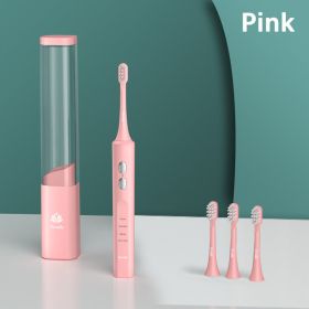 Caredite Newest Travel Electronic Toothbrush With Ultraviolet Disinfection Function Case Suit, 4 Cleaning Modes With 3 Power Model, 45 Days Long Lasti (Color: Pink)