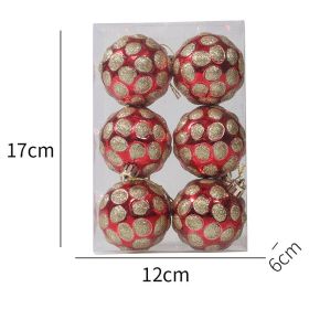 6cm Painted Christmas Ball Decorations Arrangement Props (Option: Hongjin Honeycomb-Painted 6cm6 Pack)