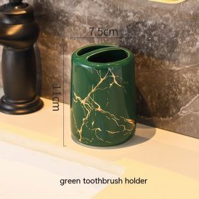 Ceramic Cosmetics Couple Toothbrush Cup (Color: Green)