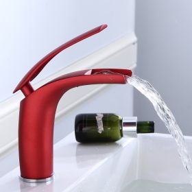 Household Wash Basin Copper Hot And Cold Water Faucet (Color: Red)