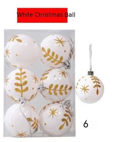 6cm Painted Christmas Ball Decorations Arrangement Props (Option: White Gold Branches-Painted 6cm6 Pack)