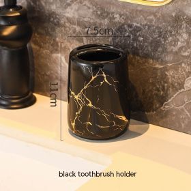 Ceramic Cosmetics Couple Toothbrush Cup (Color: Black)