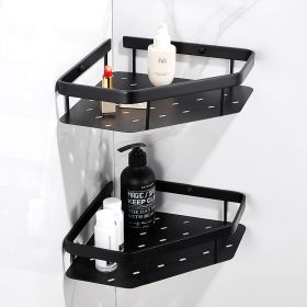 Bathroom Wall Storage Bathroom Copper Storage Rack (Option: Black Double Layers)