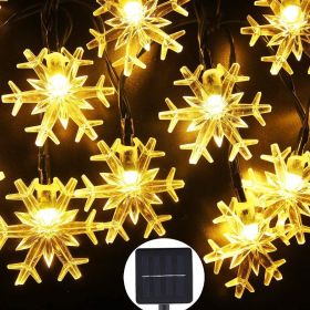 LED Solar Snowflake Light String Garden Christmas Tree Decoration (Option: Warm snowflakes-9.5meters 50lights with two)