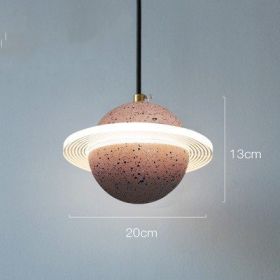 Planet Small Chandelier Red Single Head Bedroom Bedside Lamp (Option: Model C sand pink-110v)