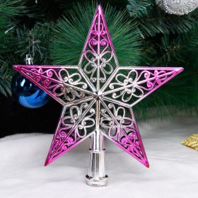 Gold Plating Three-dimensional Hollow Plastic Christmas Tree Decorations Top Star (Option: Rose Red)