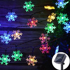 LED Solar Snowflake Light String Garden Christmas Tree Decoration (Option: Color snowflakes-7meters 50lights with eight)