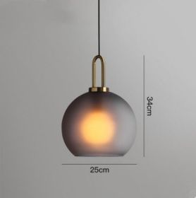 Nordic Simple Modern Glass Ball Chandelier Milk Tea Shop Clear Bar Restaurant Chandelier (Option: Frosted soot 25cm-Light source free)