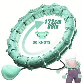 1pc Smart Weighted Hula Hoops, Fitness Weight Loss Gear, With Detachable Knots & Adjustable Weight (Color: Mint Green, size: 30 Konts)