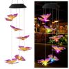 LED Colorful Solar Power Wind Chime Crystal Hummingbird Butterfly Waterproof Outdoor Windchime Solar Light for Garden outdoor