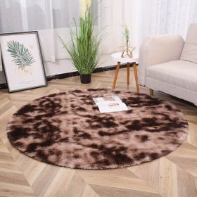 1pc, Non-Slip Plush Round Area Rug for Living Room and Kitchen - Soft and Durable Indoor Floor Mat for Home and Room Decor - 23.62 x 23.62 (Color: Tie-dye Brown, size: Diameter 23.62inch)