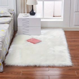 1pc Fluffy Imitation Wool Area Rug, Suede Fleece Bottom Long Imitation Wool Rug, Acrylic 80% Polyester 20%, 2.36inch Long Wool, Living Room Bedroom Ru (Color: White, size: 35.43*59.06inch)