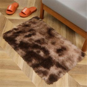 1pc, High Pile Tie-Dyed Shaggy Rug for Living Room and Bedroom - Fire Retardant, Machine Washable, Anti-Skid, Faux Fur, Plush Carpet - Perfect for Nur (Color: Tie-dye Brown, size: 15.75*23.62inch)