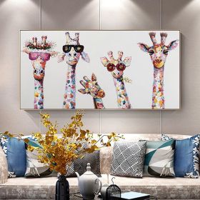 Hand Painted Oil Painting  Horizontal Abstract Animals Giraffe Modern Living Room Hallway Bedroom Luxurious Decorative Painting (Style: 1, size: 60x120cm)