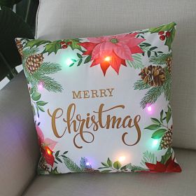 1 Pc Led Light Cushion Cover Wreath Print Christmas Decorations Funda Cojin for Living Room Christmas Pillow Case Home Decortion (Color: as pic B)