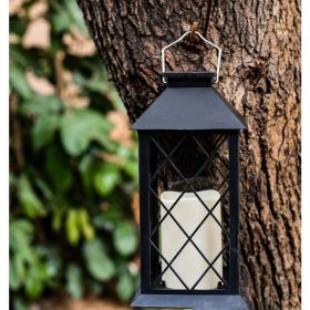 Outdoor Solar Wind LED Plastic Lantern (Option: Black without glass)